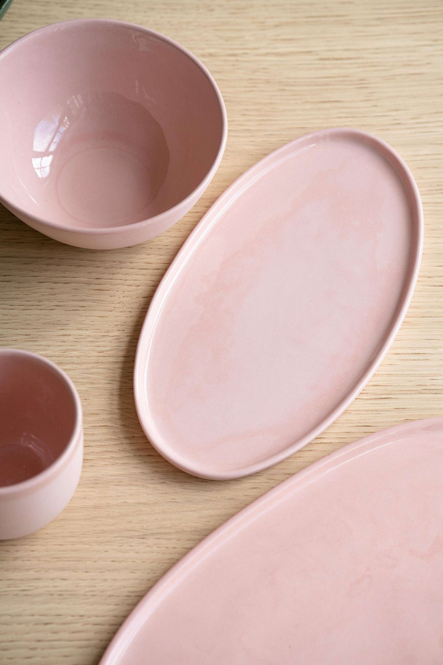Handmade Porcelain Oval Platter. Powder Pink
