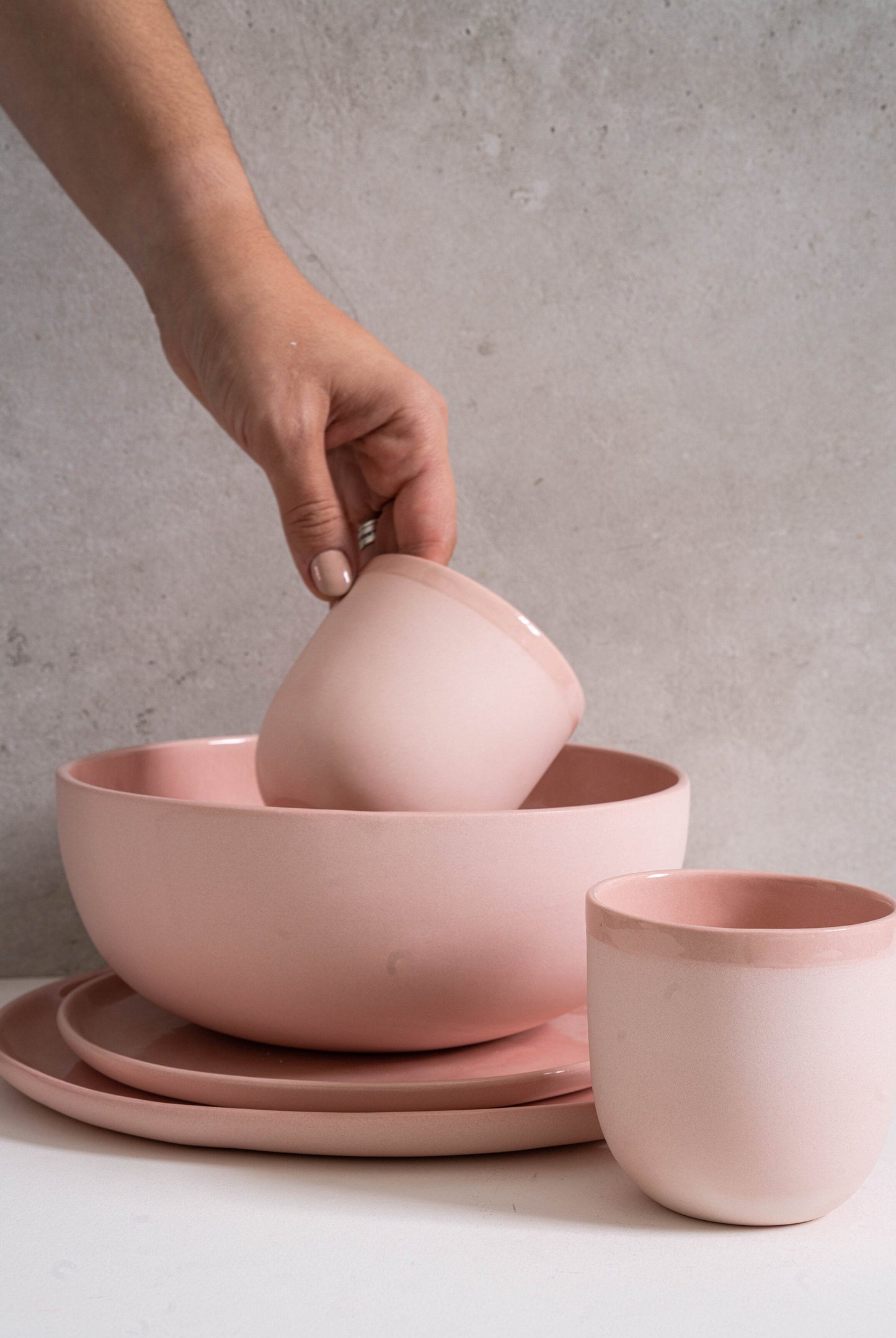Powder Pink Handmade Porcelain Serving Bowl