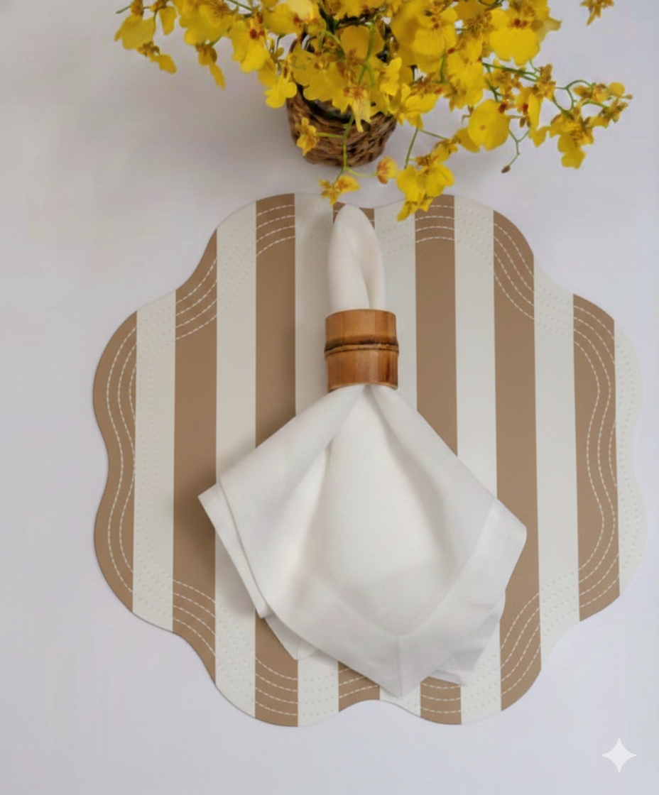 Retro Striped Vegan Leather Placemat