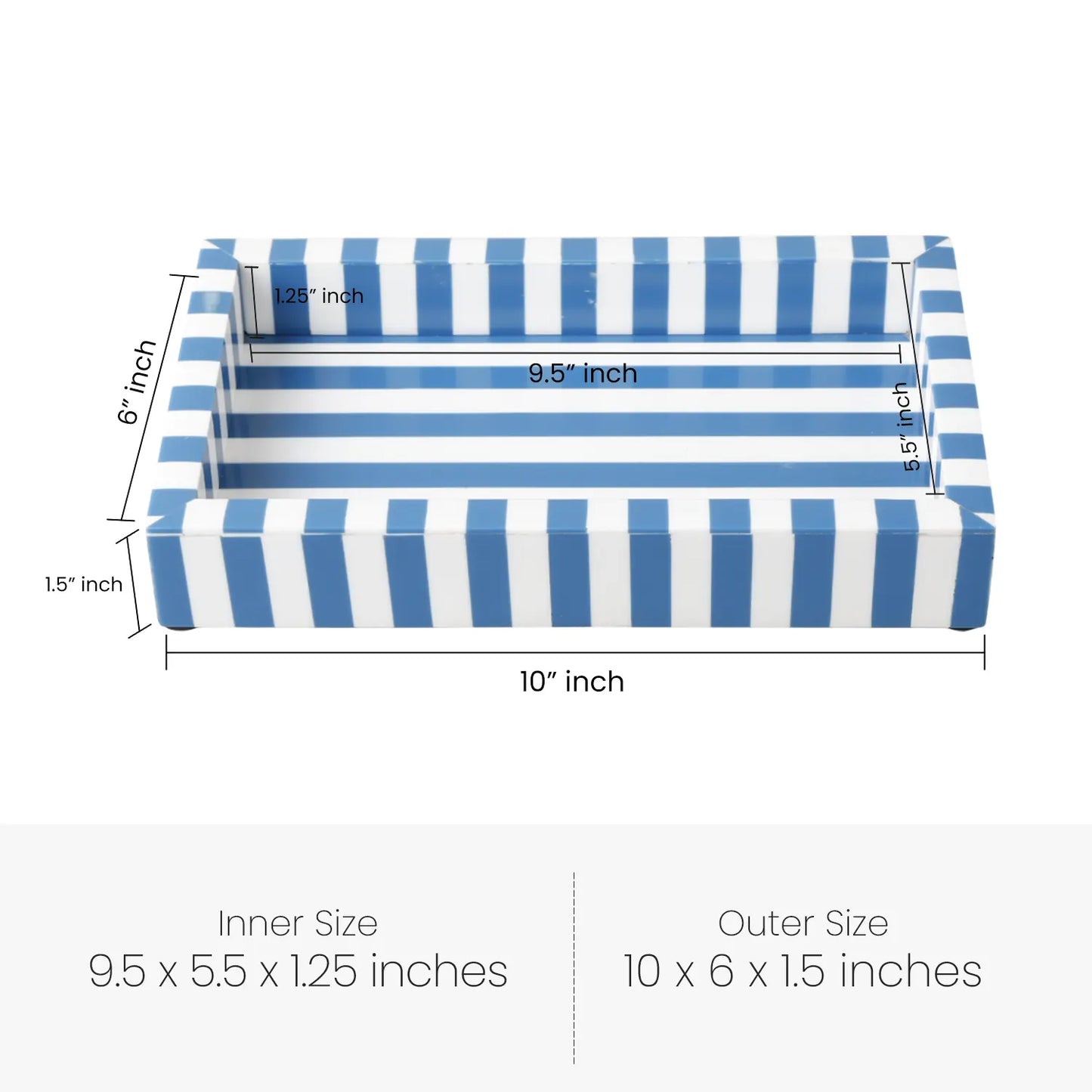 Blue Stripe Ivory Inlay Vanity Tray