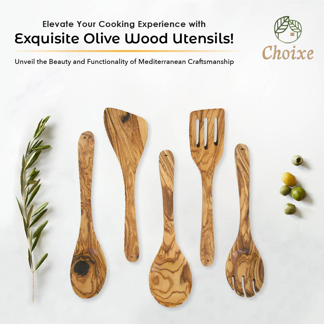 Olive Wood Kitchen Servers Set