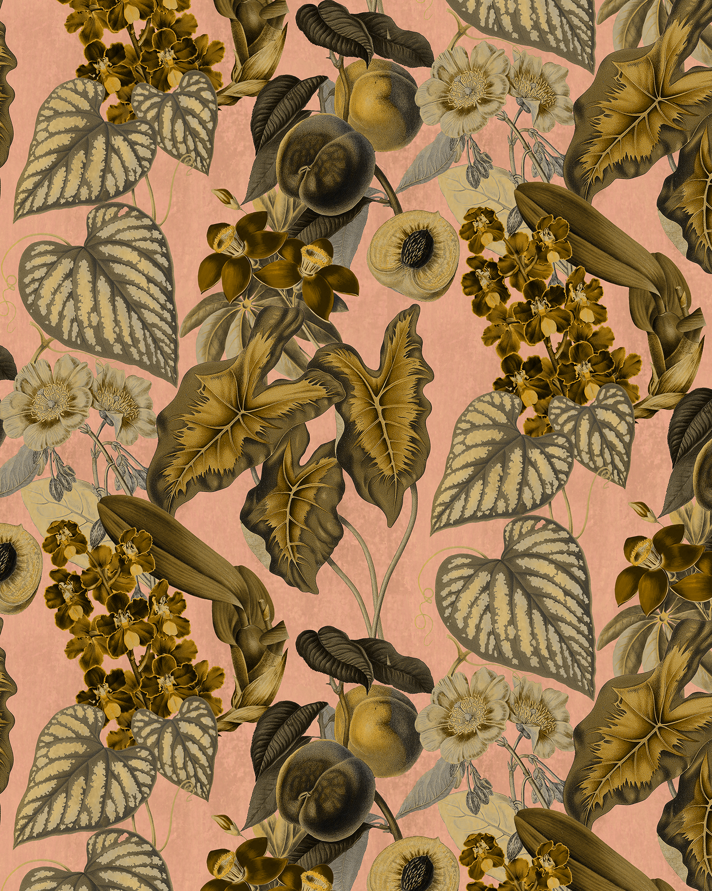 Cali Tropicale Wallpaper, peach and olive
