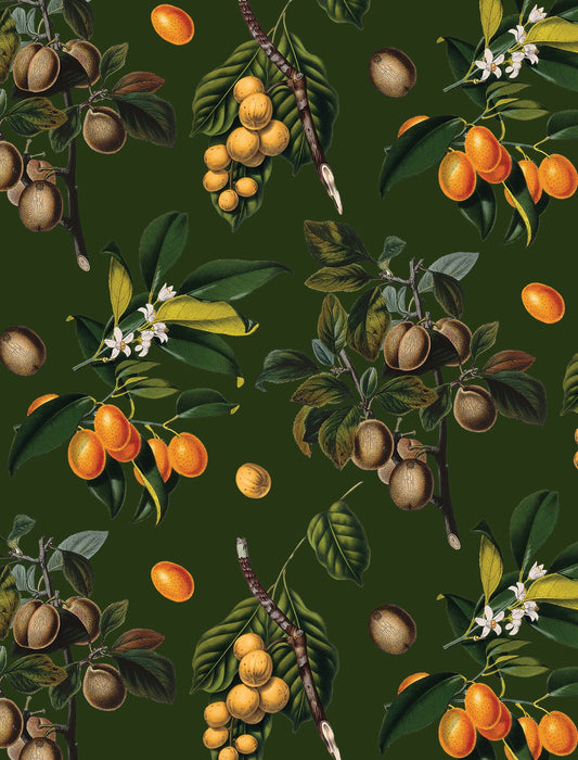Vintage Orchard Wallpaper, green