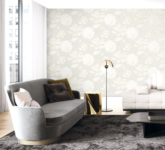 Piano Viola Lotus Floral Unpasted Wallpaper