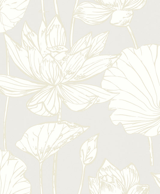 Piano Viola Lotus Floral Unpasted Wallpaper