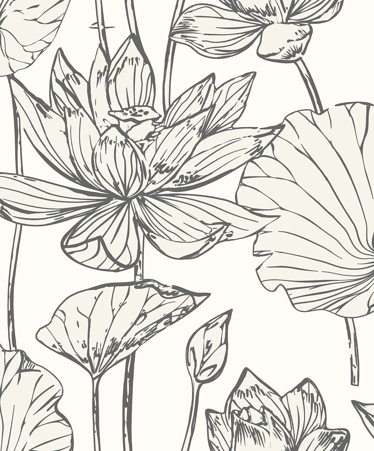 Piano Viola Lotus Floral Unpasted Wallpaper