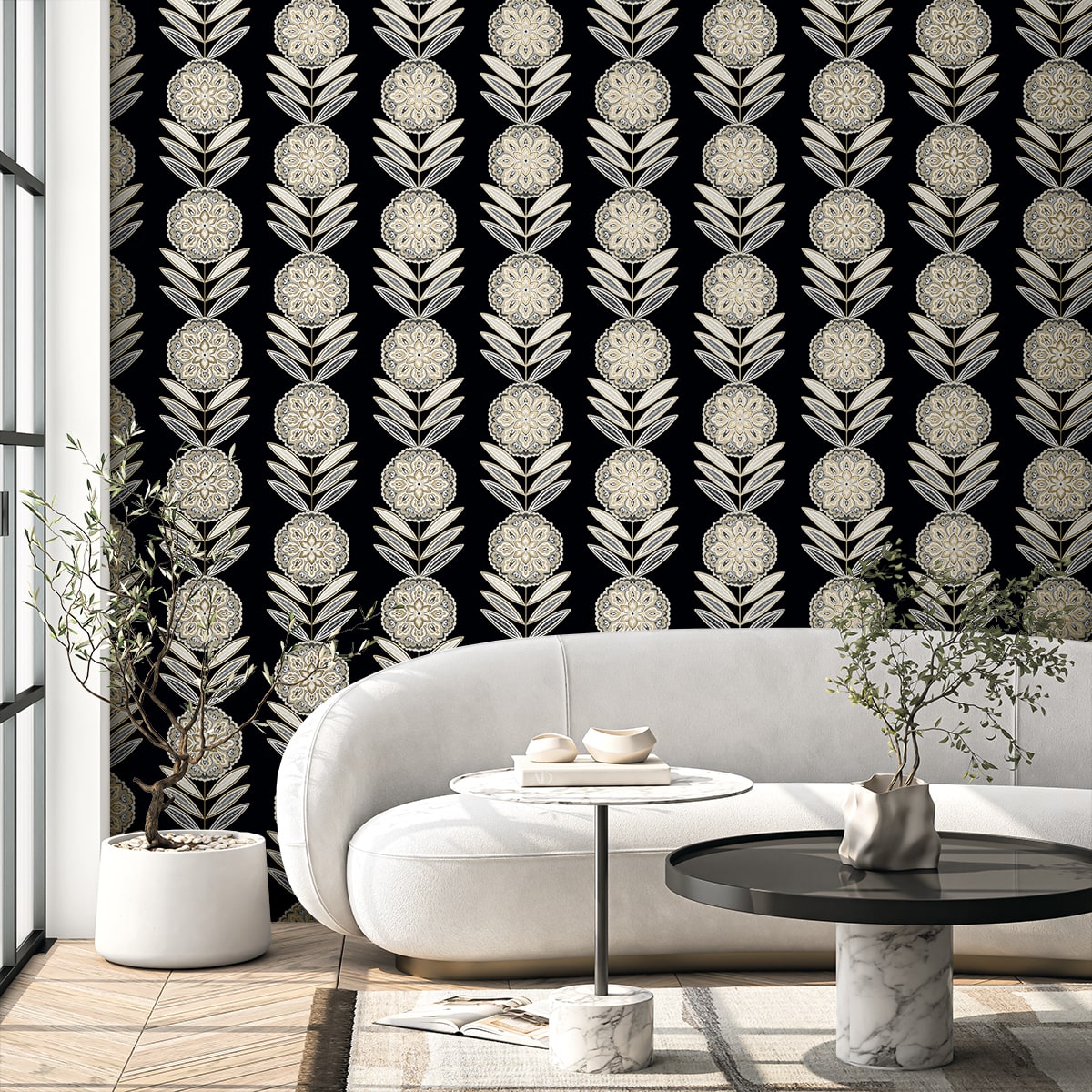 Piano Belle Floral Stripe Botanical Unpasted Wallpaper