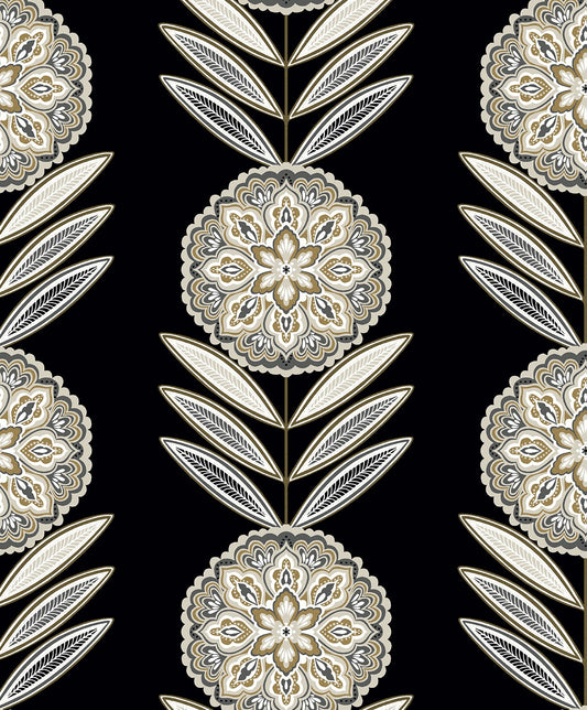 Piano Belle Floral Stripe Botanical Unpasted Wallpaper
