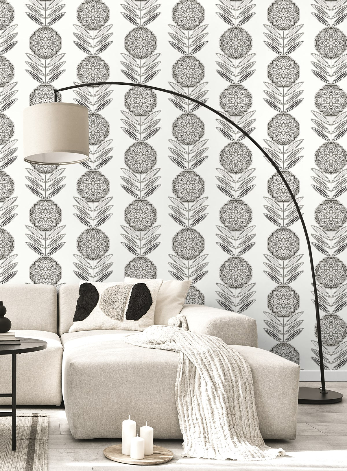 Piano Belle Floral Stripe Botanical Unpasted Wallpaper