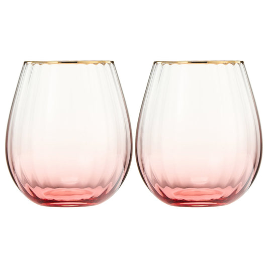 Blush Waterfall Stemless Wine Glassware