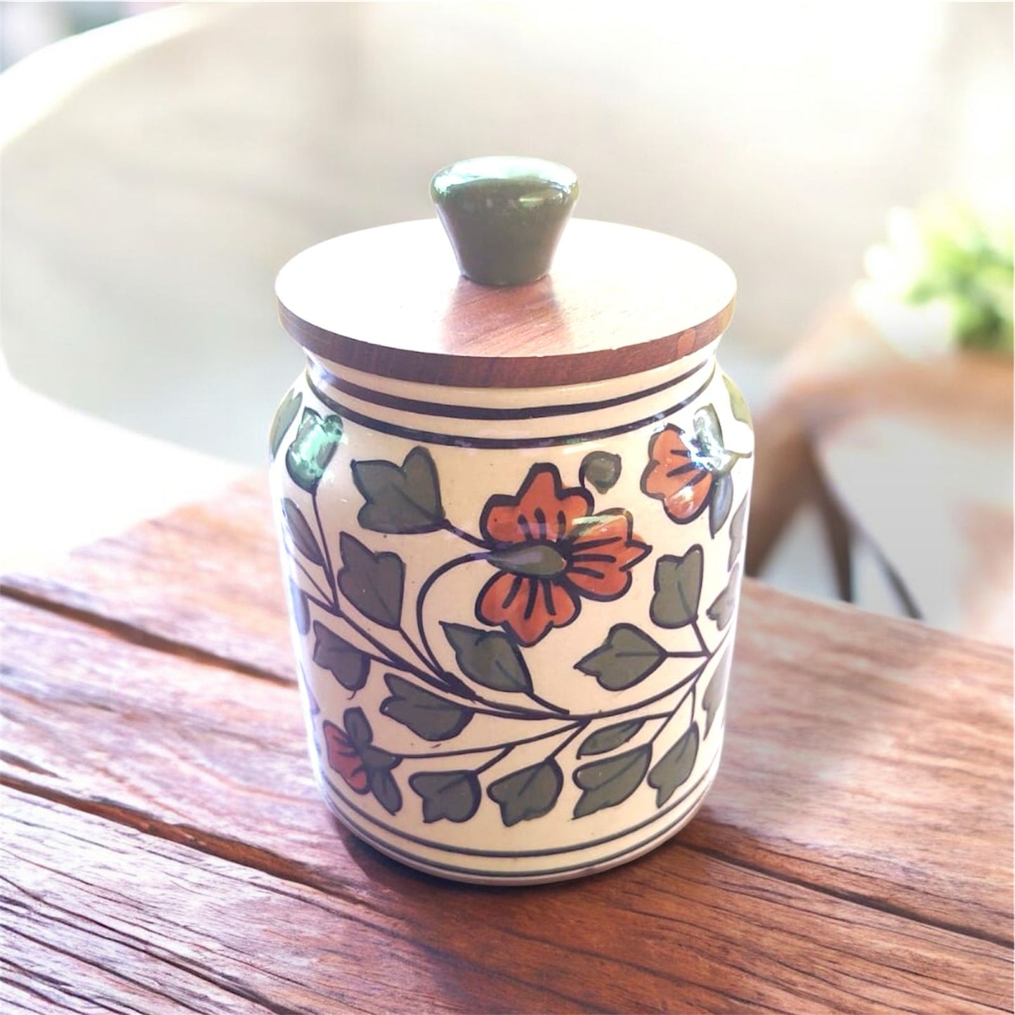 Lola Ceramic Jars with Wooden Lids