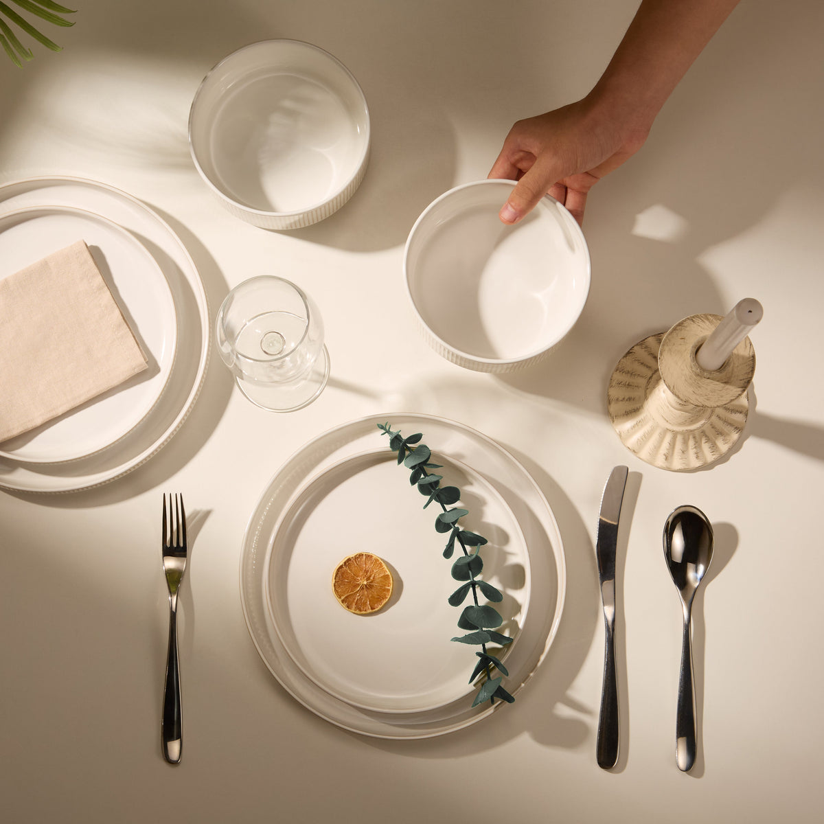 Kook Ceramic Dinnerware Set, 12 Piece, Service for 4, Hearthstone Collection
