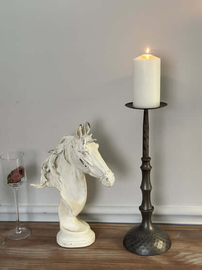 Liora Antique Bronze Hammered Metal Candle Holders