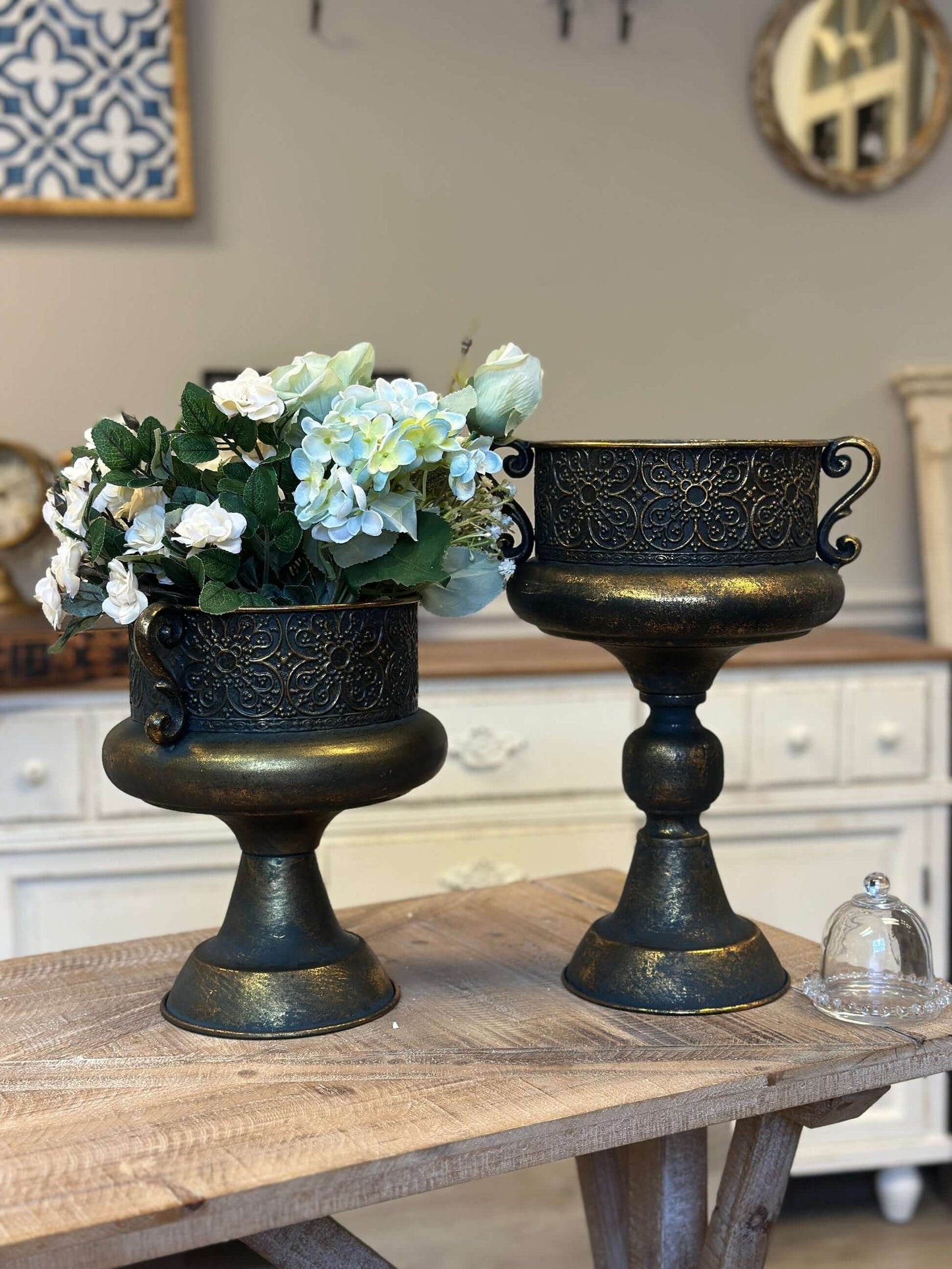 Oriella Antique Bronze Metal Urns