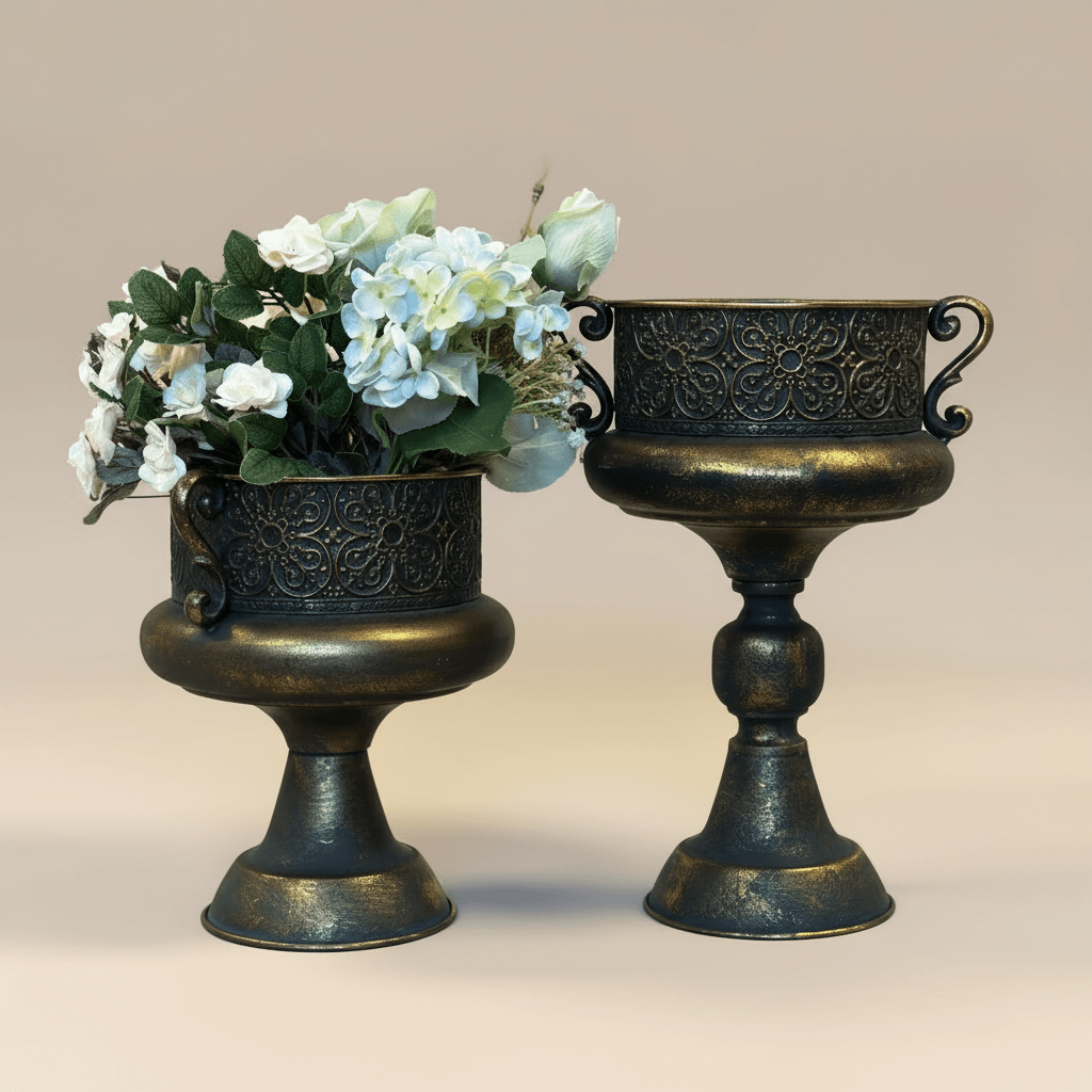 Oriella Antique Bronze Metal Urns
