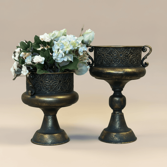 Oriella Antique Bronze Metal Urns
