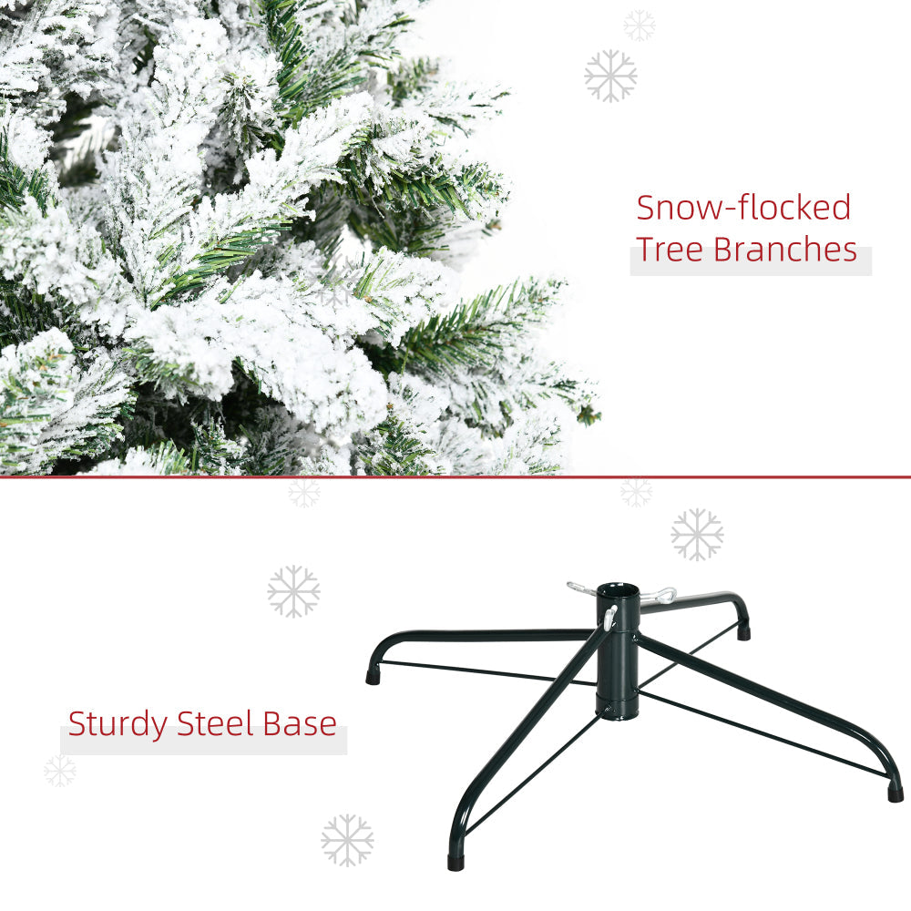 9 FT Snow Flocked Artificial Christmas Tree | Unlit Pine with Realistic Branches