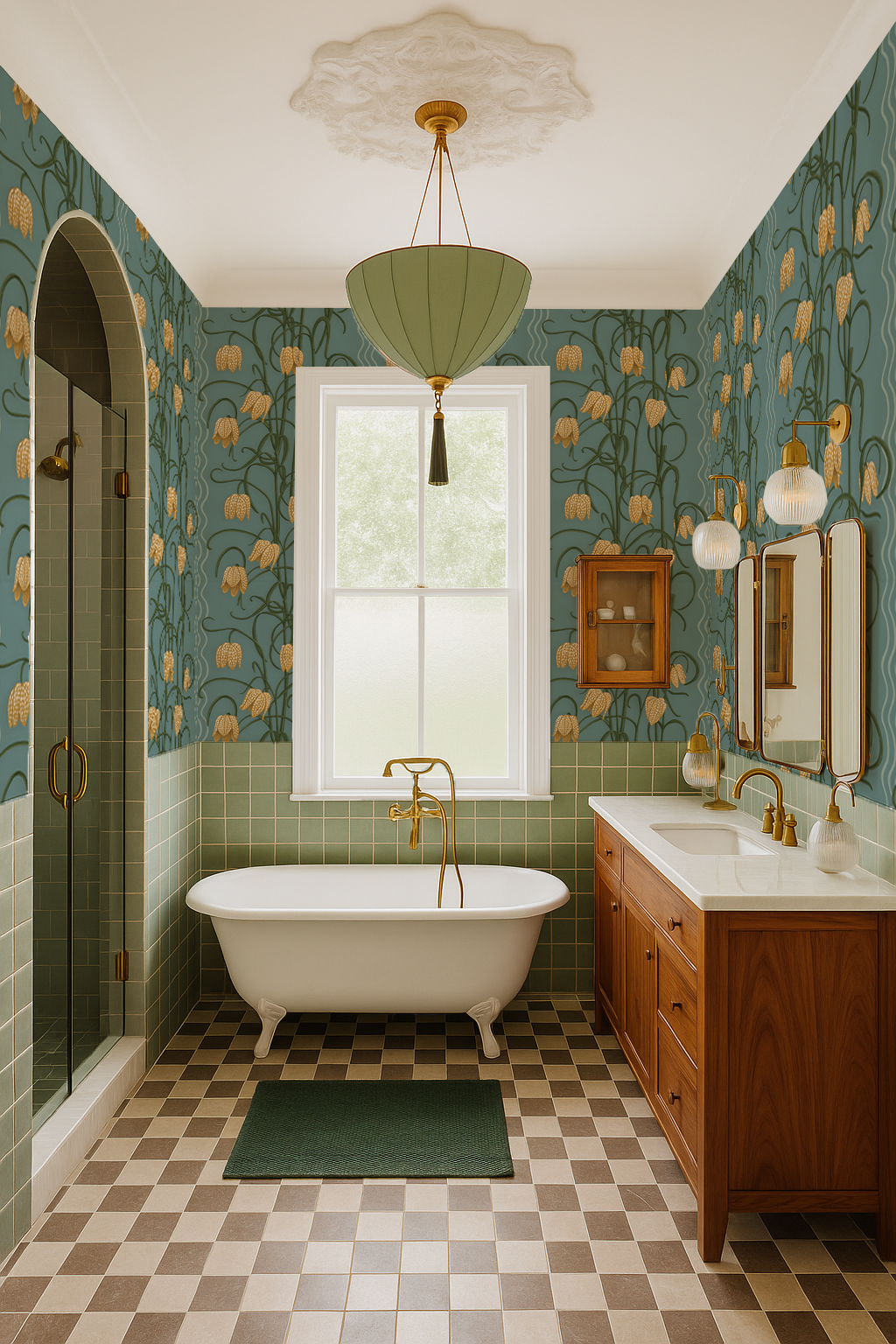 Campanas Wallpaper | dusty blue & marigold