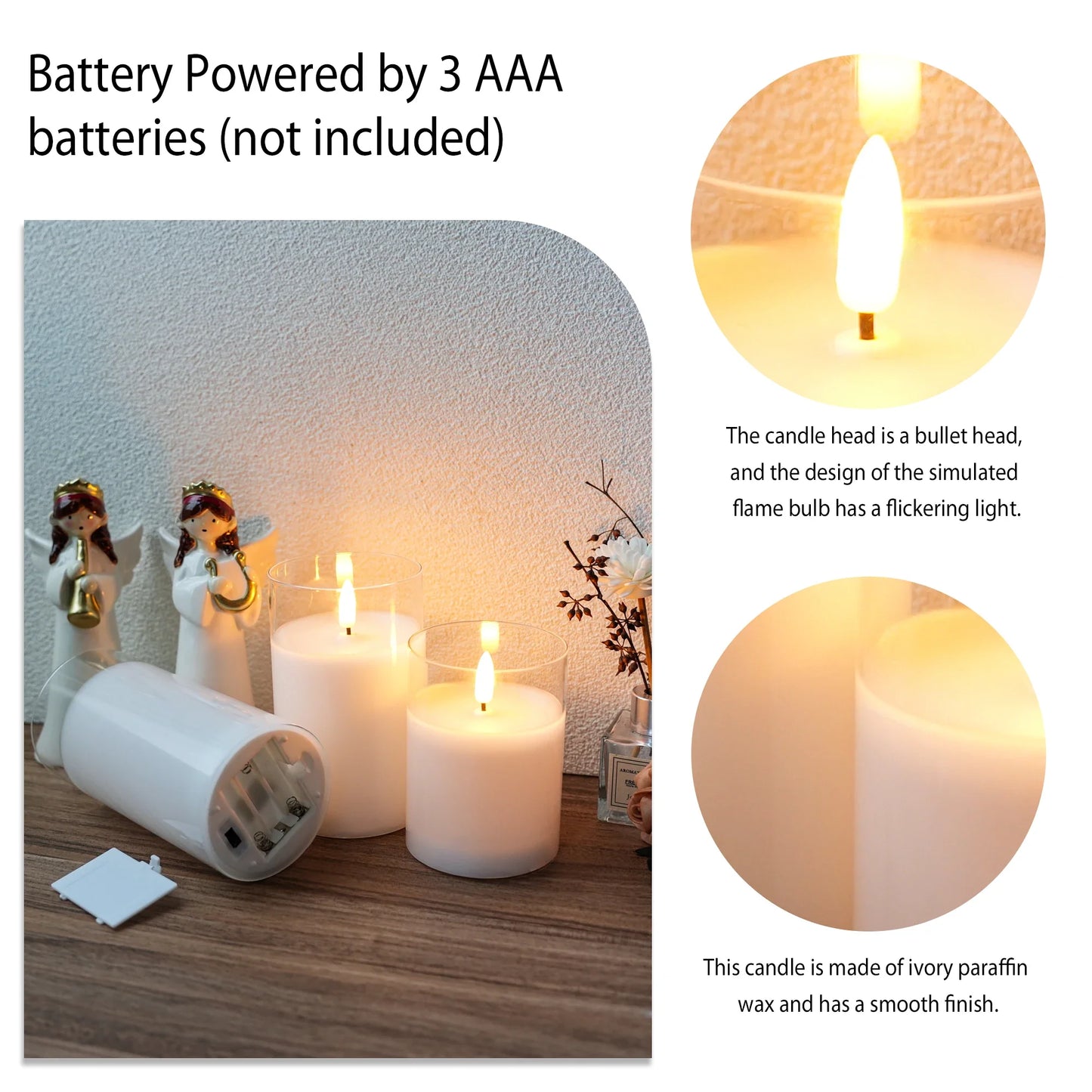 Glass Wax Flameless-Effect LED Candles