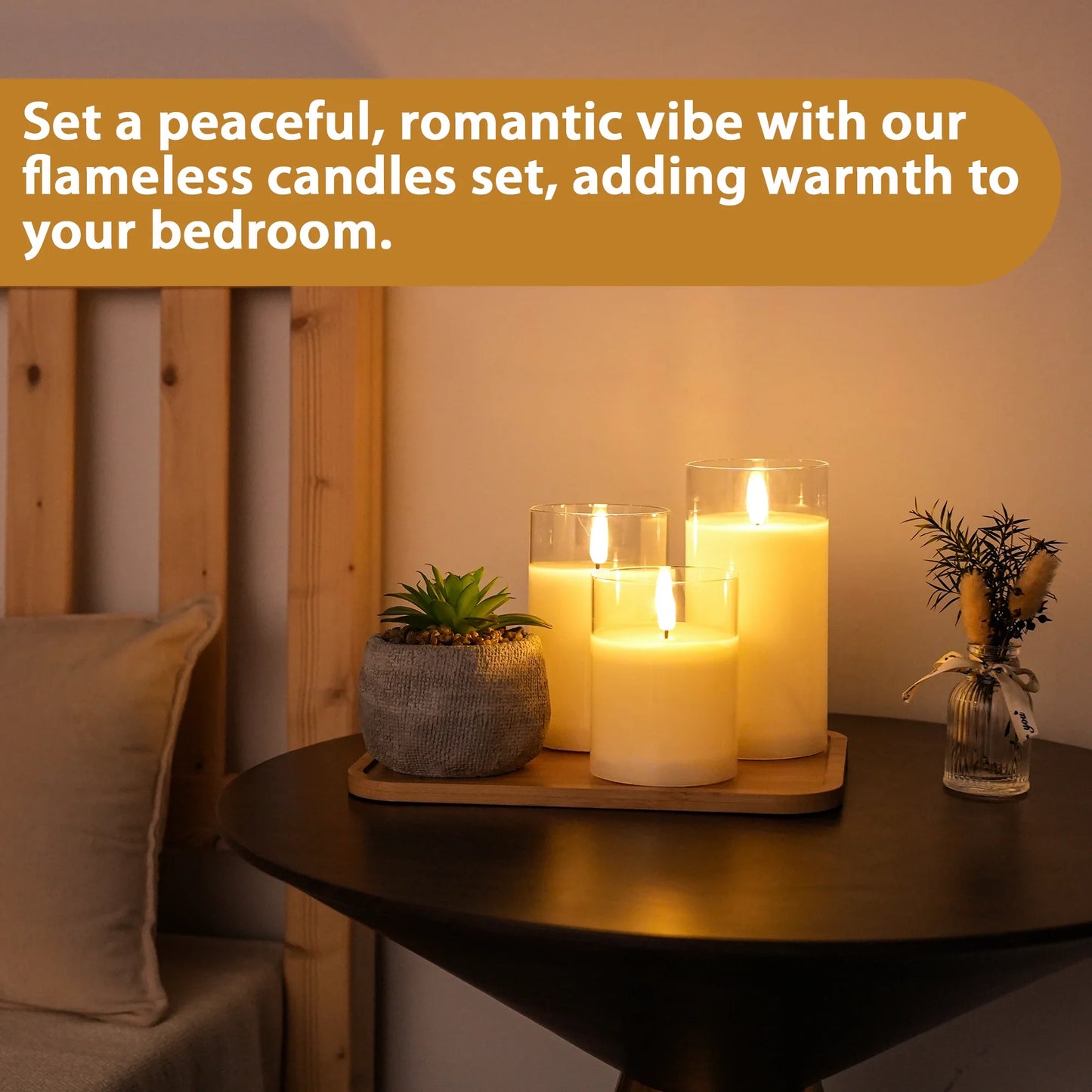 Glass Wax Flameless-Effect LED Candles