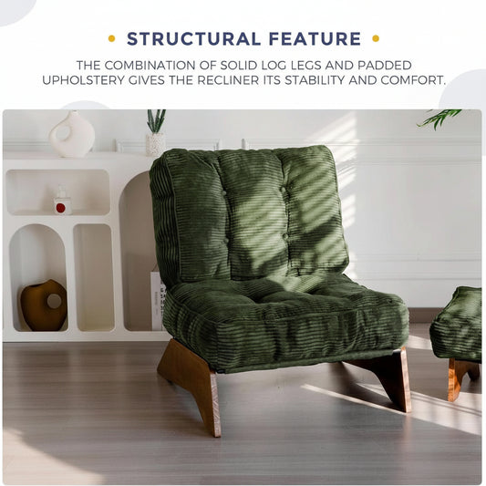 Juniper Green Adjustable Backrest Accent Chair With Ottoman