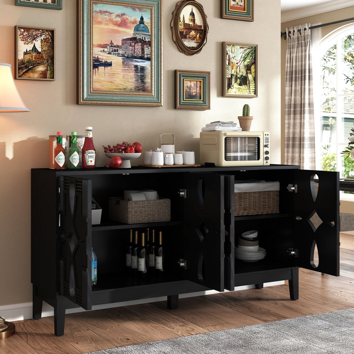 Mid Century Modern Sideboard Buffet Cabinet with Storage | 60.5"