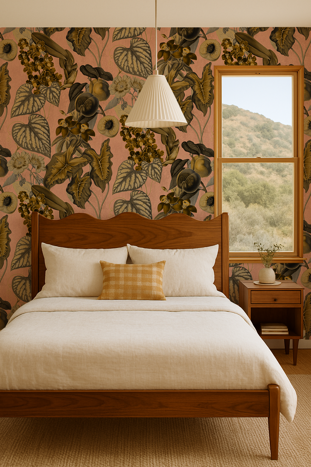 Cali Tropicale Wallpaper, peach and olive