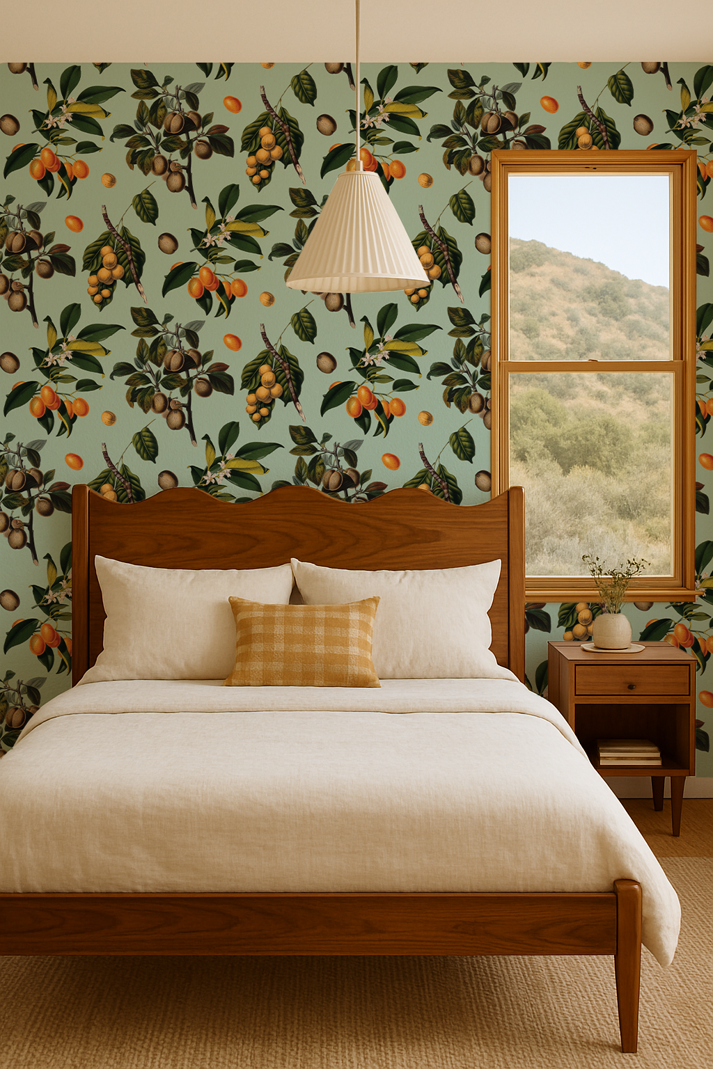 Robin Egg Vintage Orchard Wallpaper