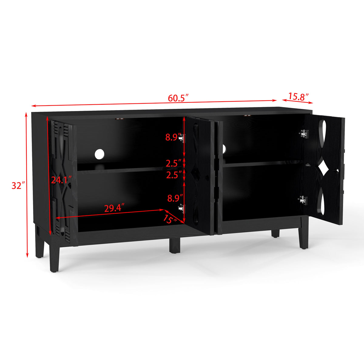 Mid Century Modern Sideboard Buffet Cabinet with Storage | 60.5"