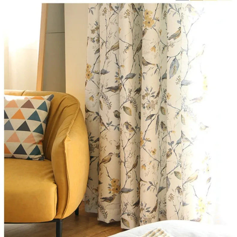 American Pastoral Bird Print Luxe Curtains