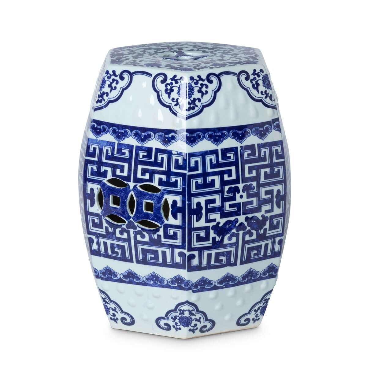 Navy & White Chinoiserie Porcelain Garden Stool