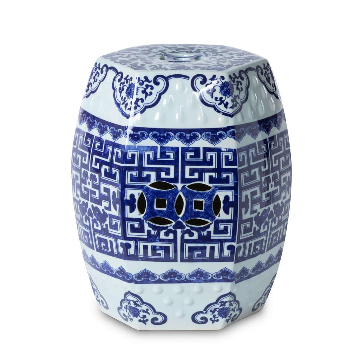 Navy & White Chinoiserie Porcelain Garden Stool