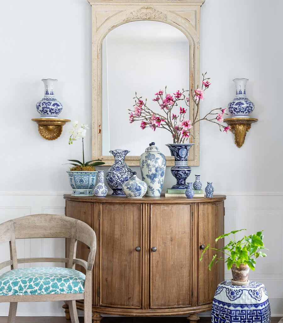 Navy & White Chinoiserie Porcelain Garden Stool