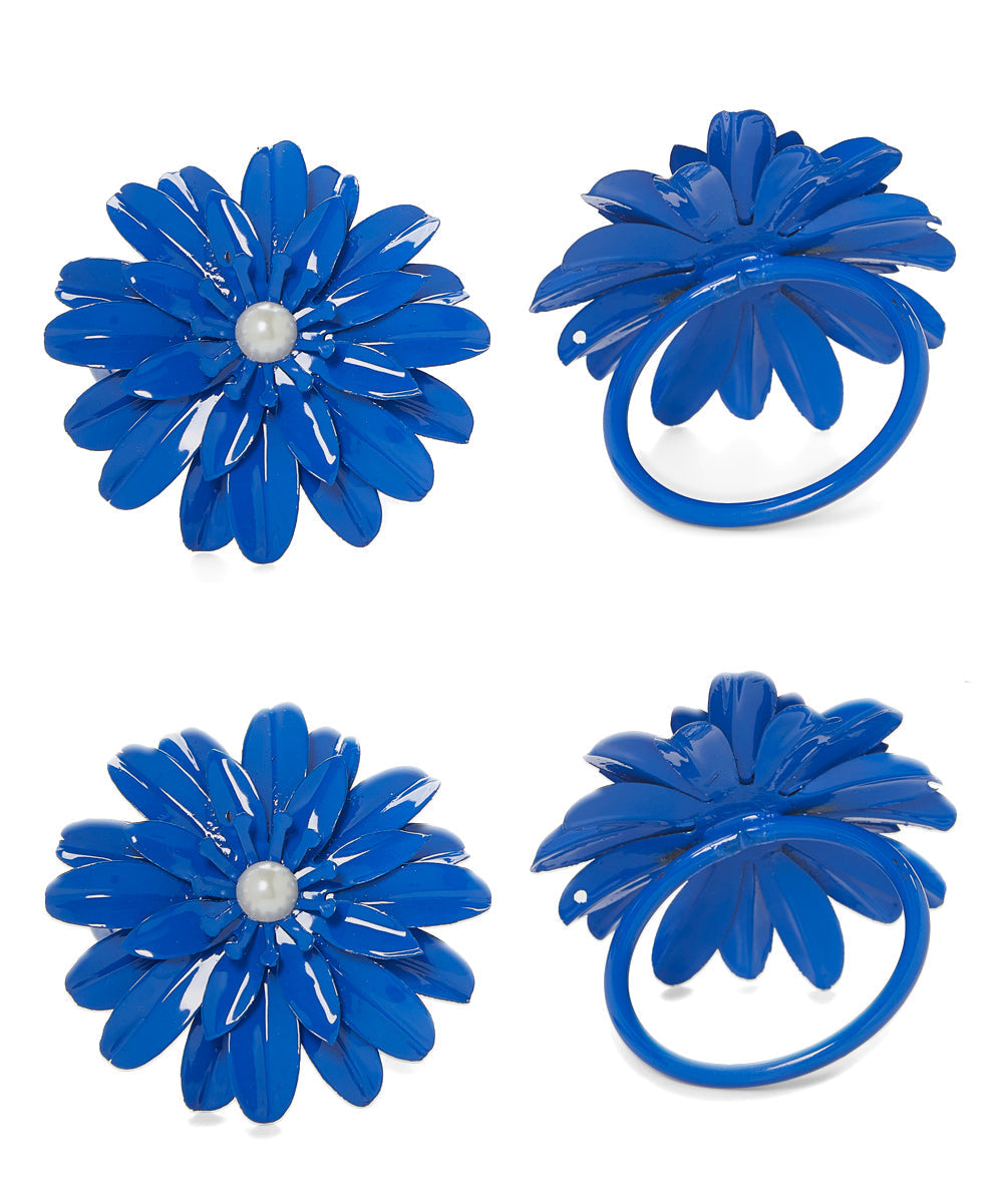 Blue Floral Napkin Rings