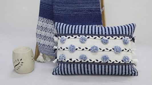 Striped Throw Pillow with Braid & Tassels