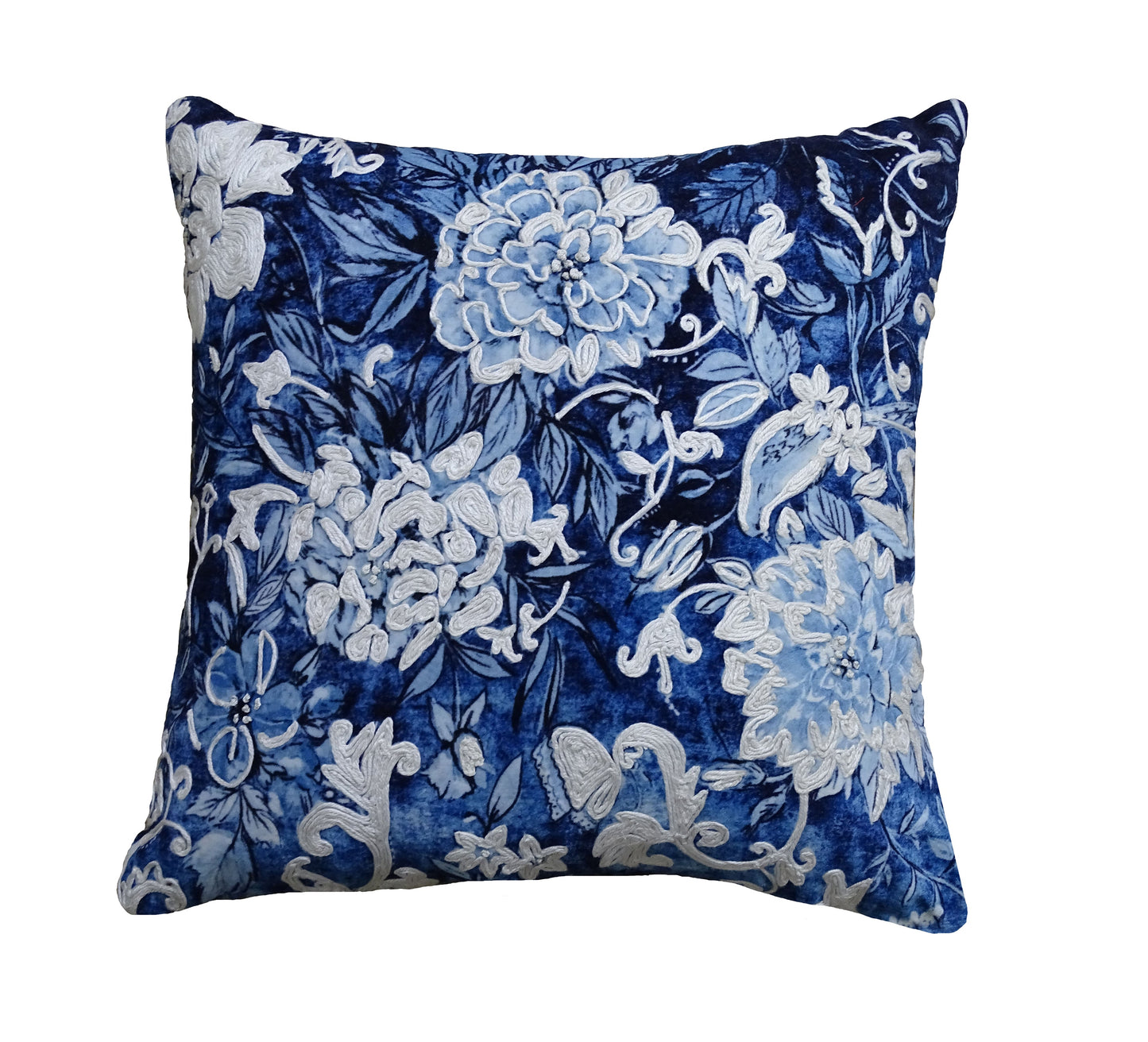Flora Blue & White Throw Pillow