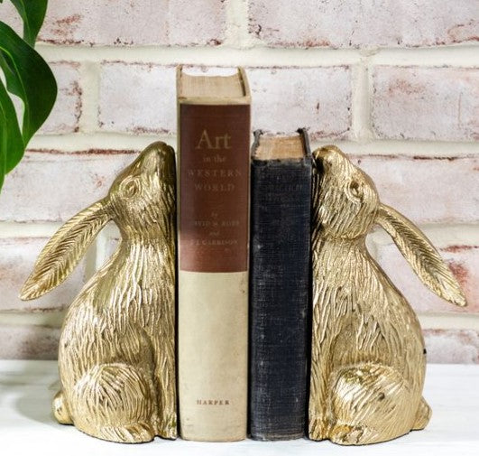 Gold Bunny Book Ends