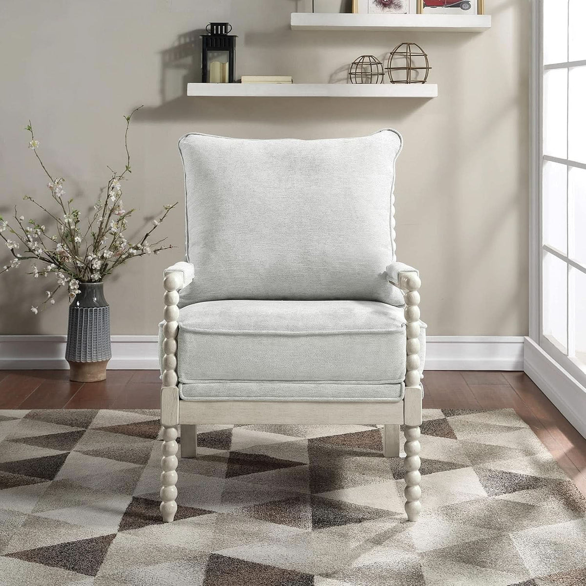 Spindle Accent Chair | Smoke Grey Textured Upholstery