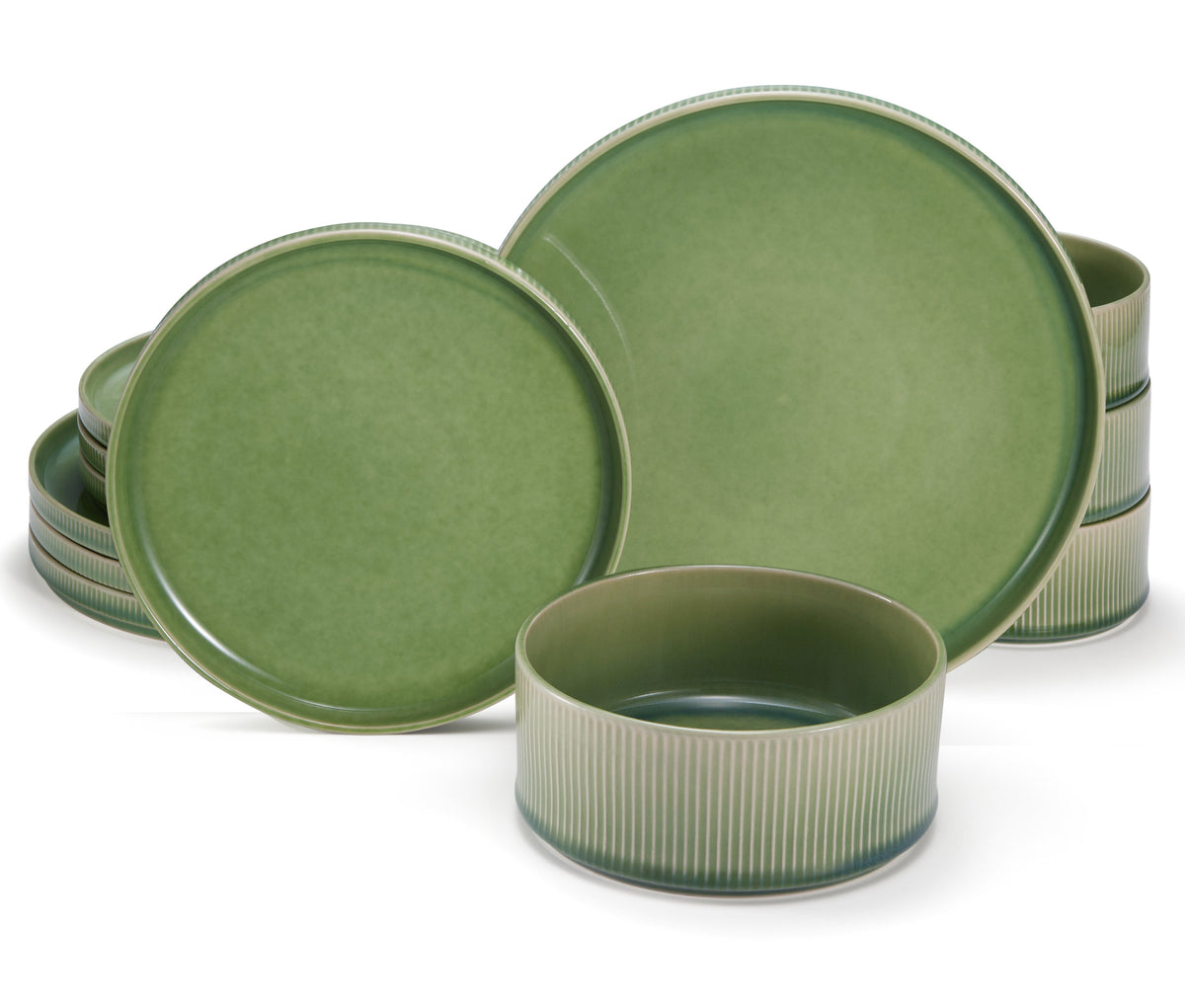 Kook Ceramic Dinnerware Set, 12 Piece, Service for 4, Hearthstone Collection