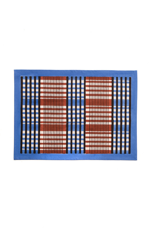 Shetland Blockprint Placemat in Brown & Blue