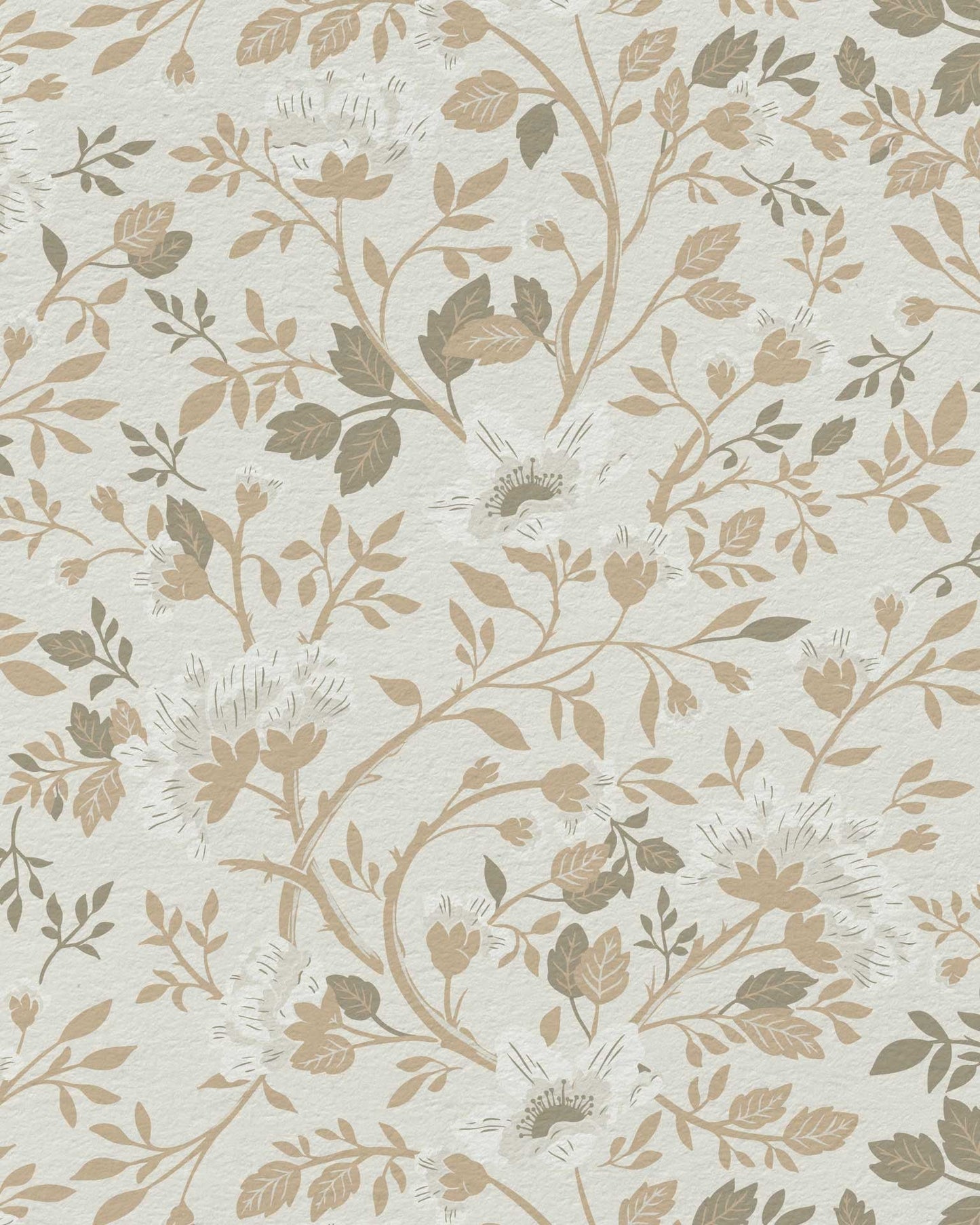 Camellia Study Wallpaper in Natural Linen