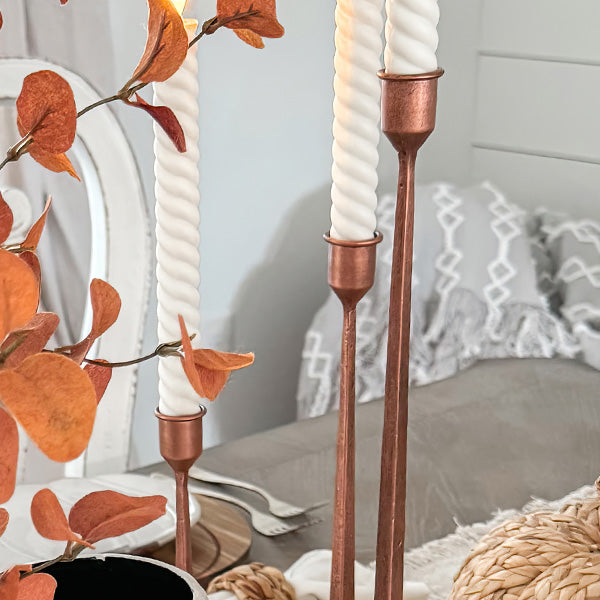 Copper Finish Cast Iron Taper Candle Holders