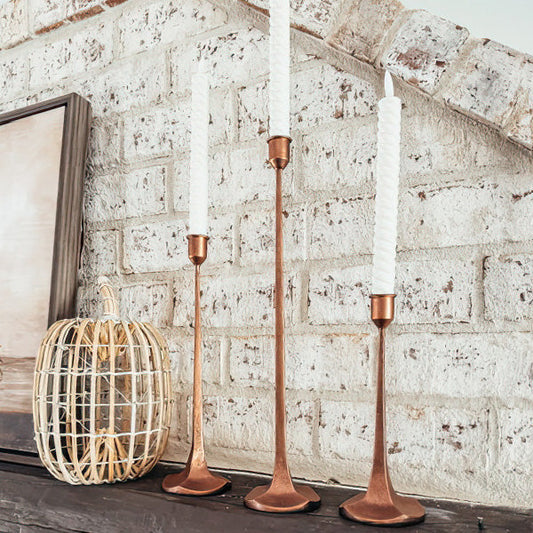 Copper Finish Cast Iron Taper Candle Holders
