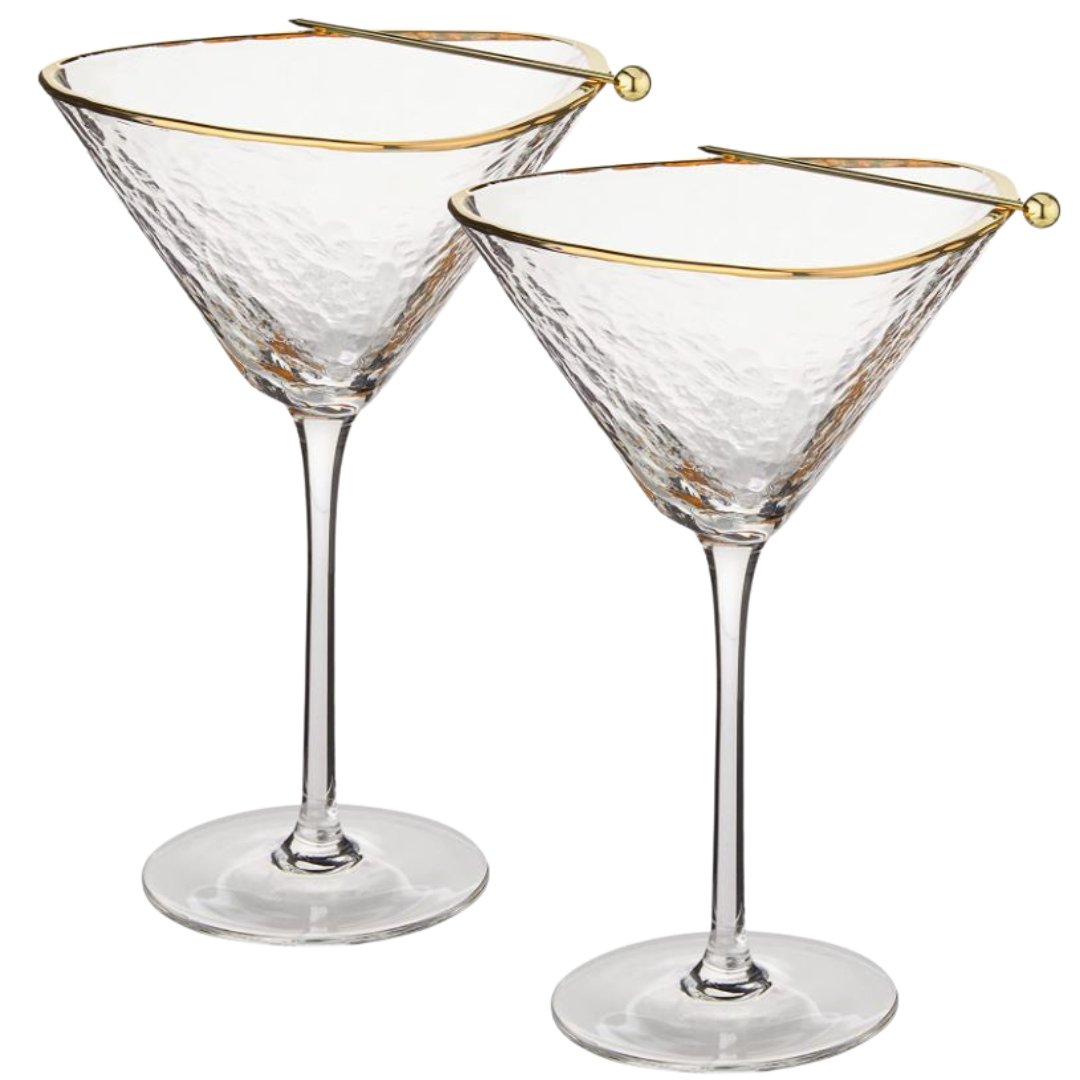 Harlowe Clear Hammered Cocktail Glasses