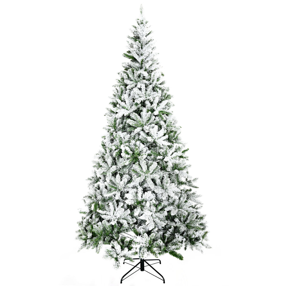 9 FT Snow Flocked Artificial Christmas Tree | Unlit Pine with Realistic Branches