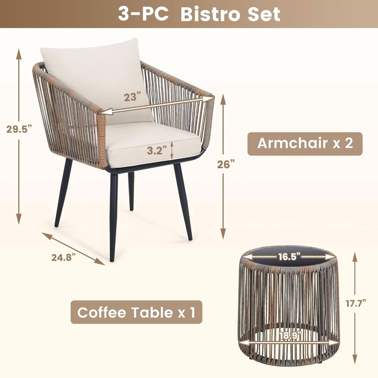 Rattan Bistro Conversation Set