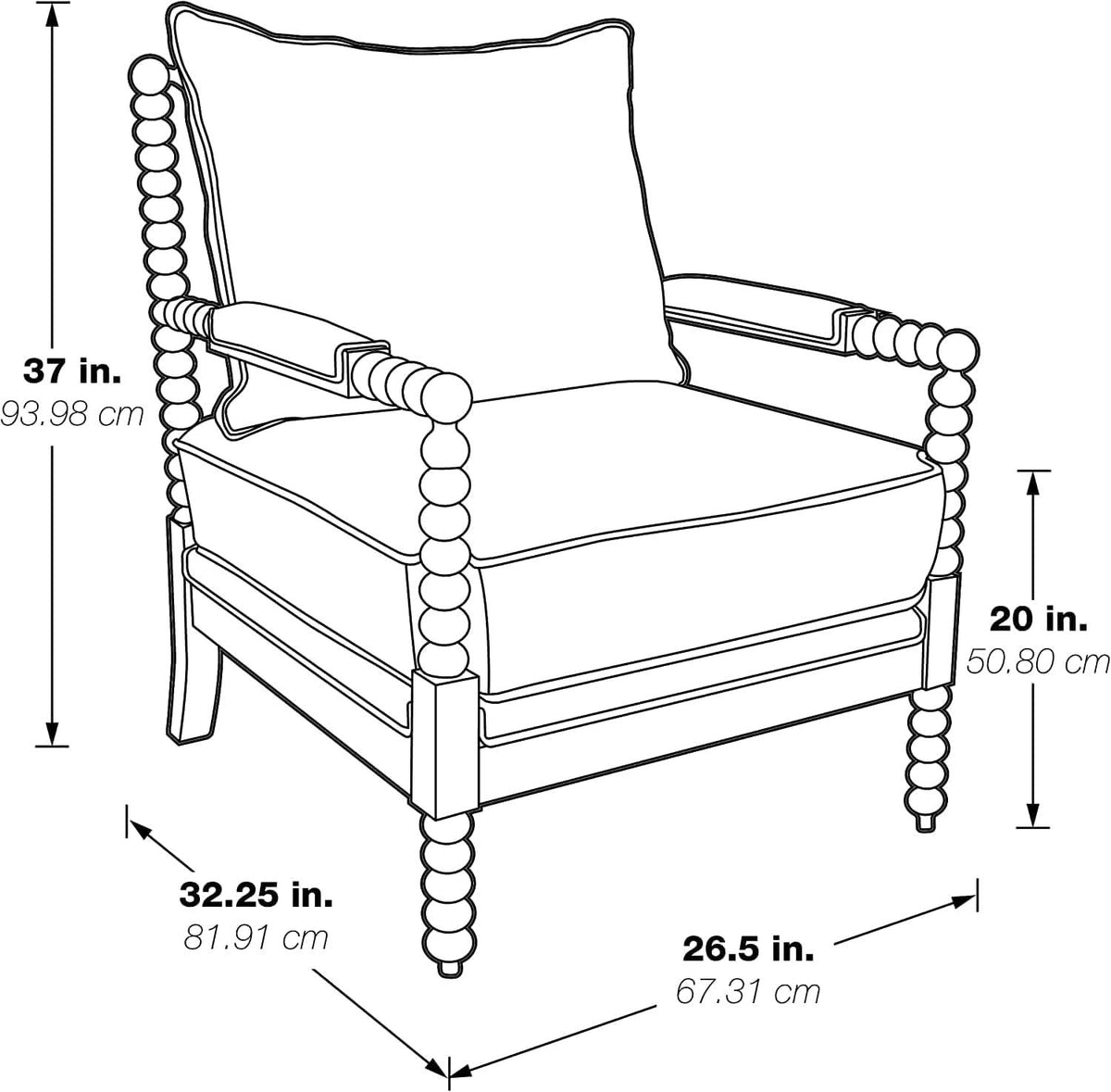 Spindle Accent Chair | Smoke Grey Textured Upholstery