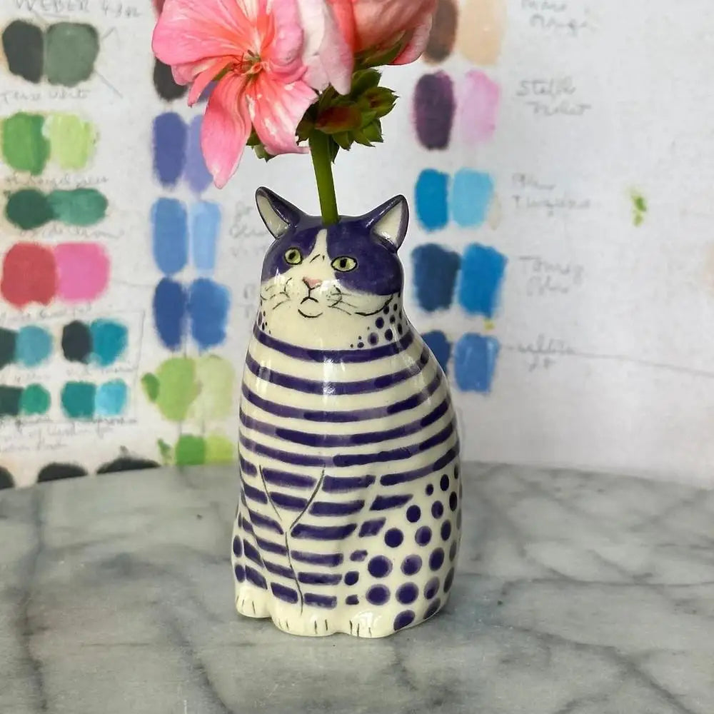 Polka Dot Cat Bud Vase by DecorBites™