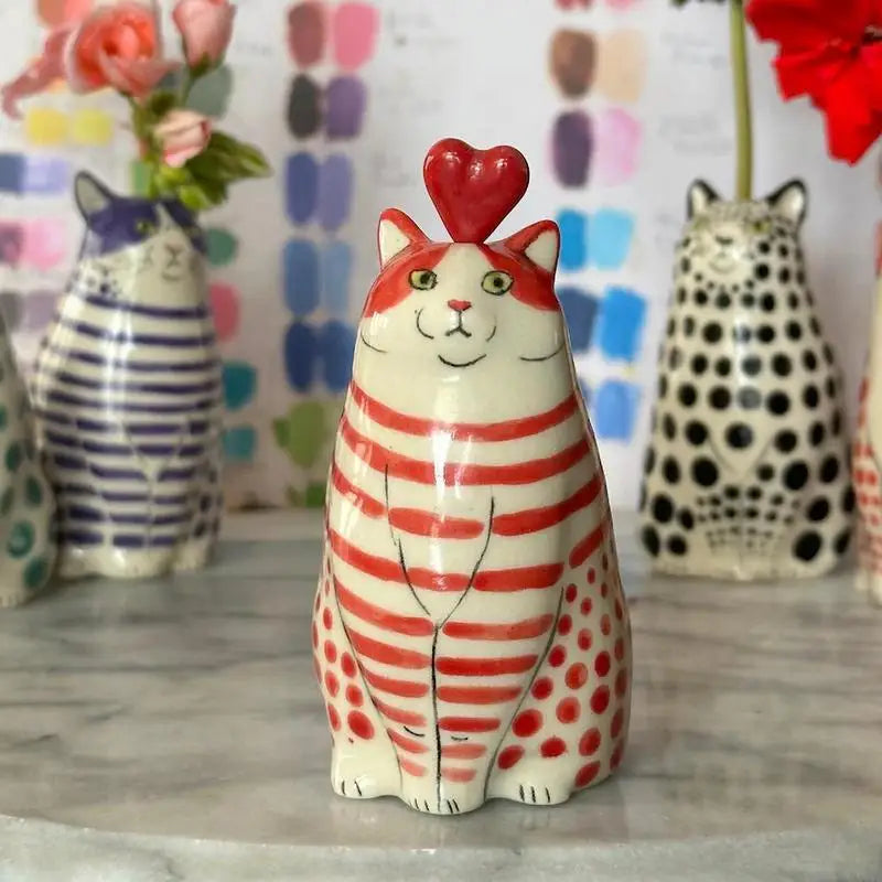 Polka Dot Cat Bud Vase by DecorBites™