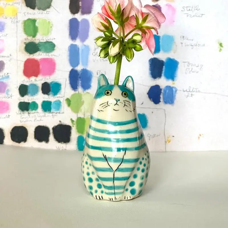Polka Dot Cat Bud Vase by DecorBites™